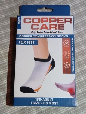 Unisex Ankle Compression Socks - White/Black with Orange Accent